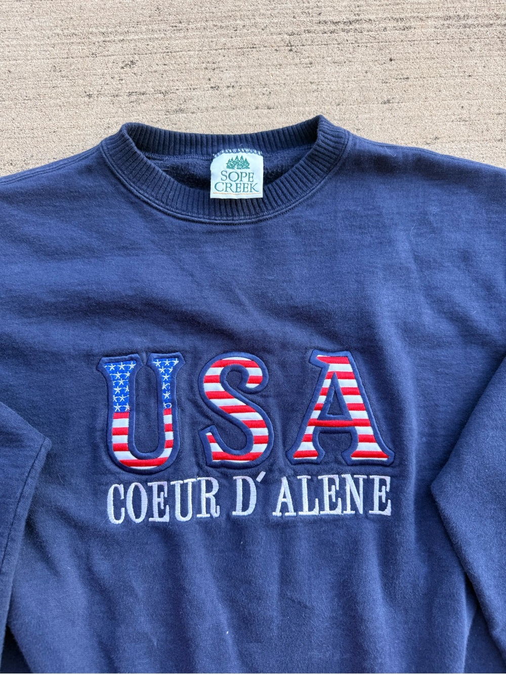 VTG Navy USA Coeur d'Alene Crewneck Sweatshirt